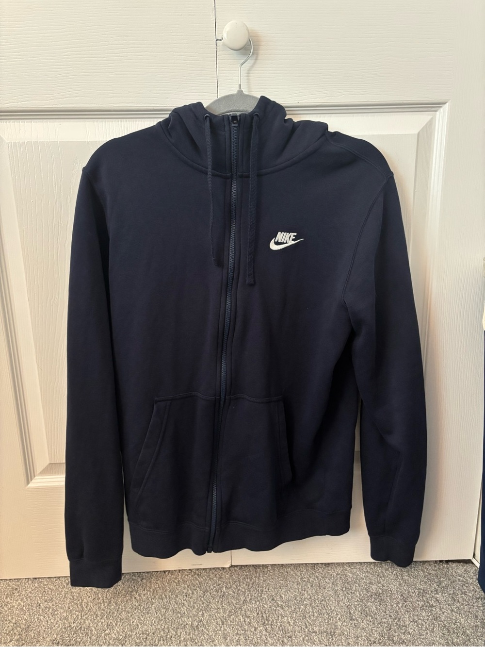 Nike Navy Zip Hoodie with White Swoosh